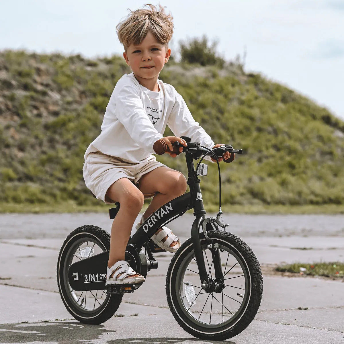 Bicicletta di lusso per bambini da 12 pollici - 3 in 1 - bici da passeggio Rosa