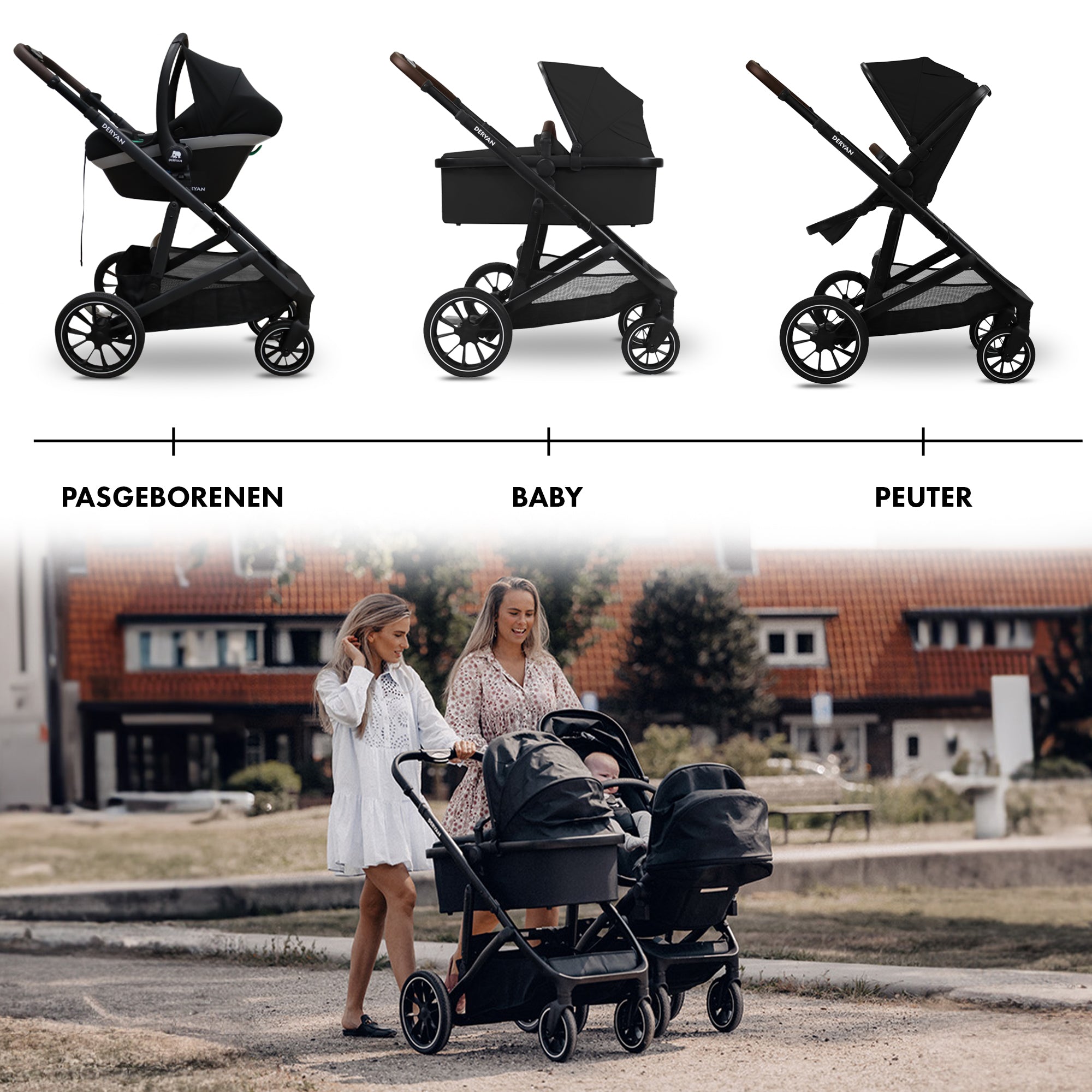 EVY V2 Passeggino 3 in 1 Nero