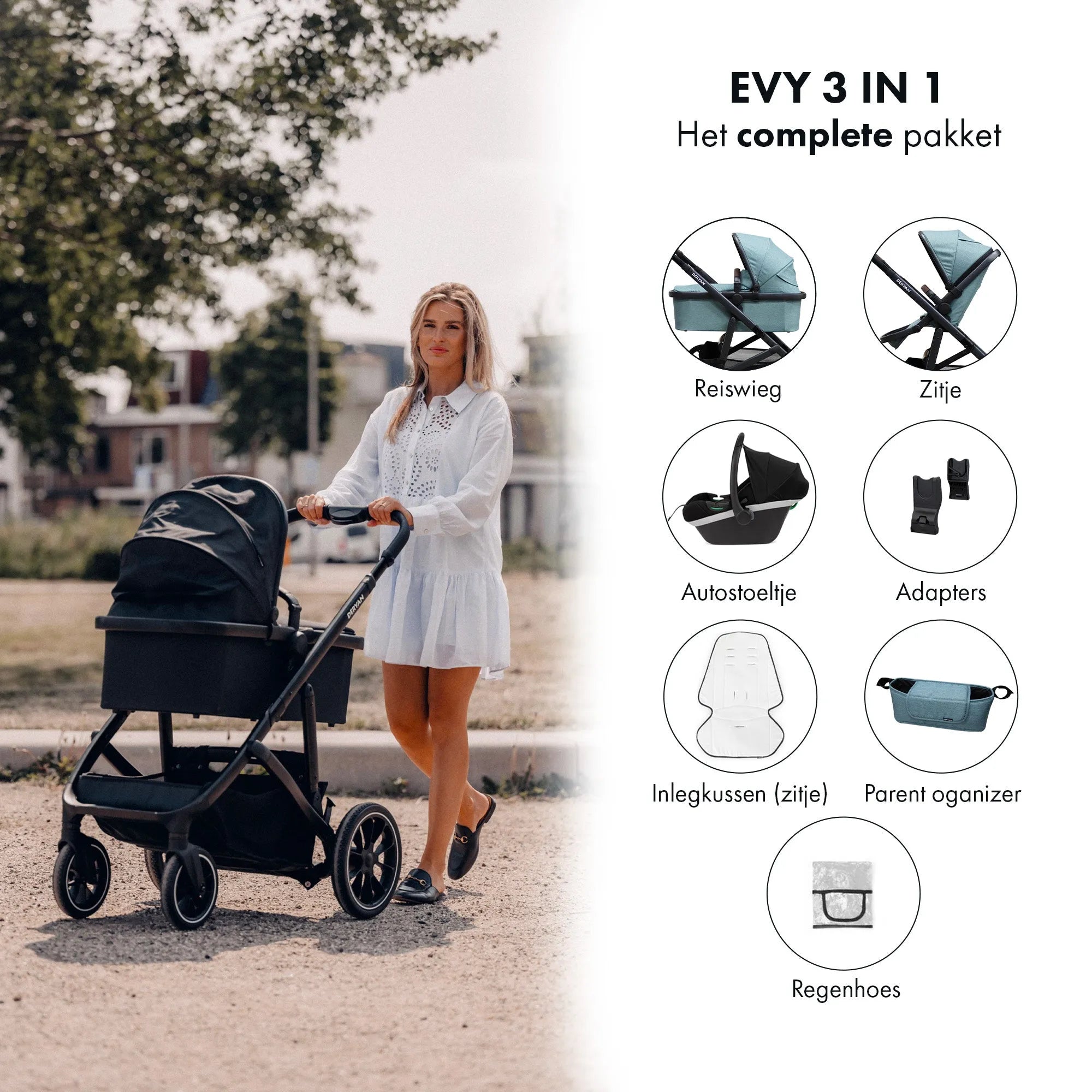 EVY V2 Passeggino 3 in 1 Verde