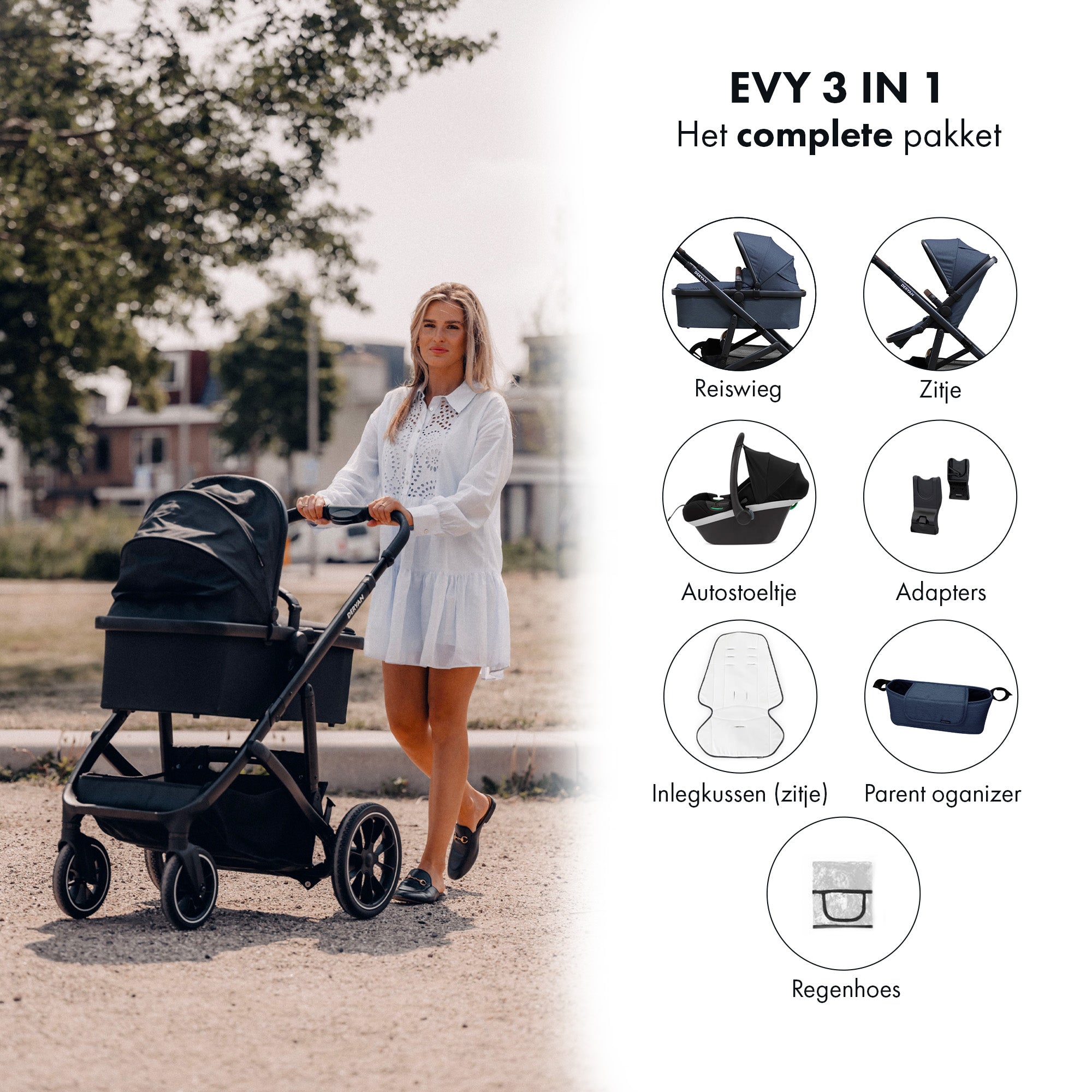 EVY V2 Passeggino 3 in 1 Navy