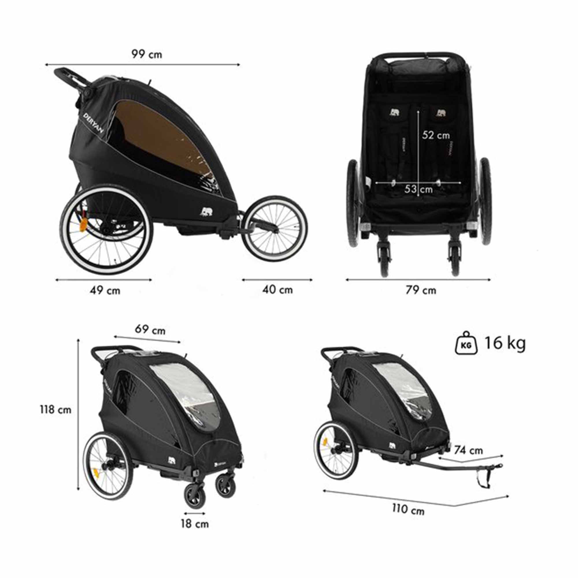 Rimorchio per bicicletta - Passeggino - Passeggino da jogging