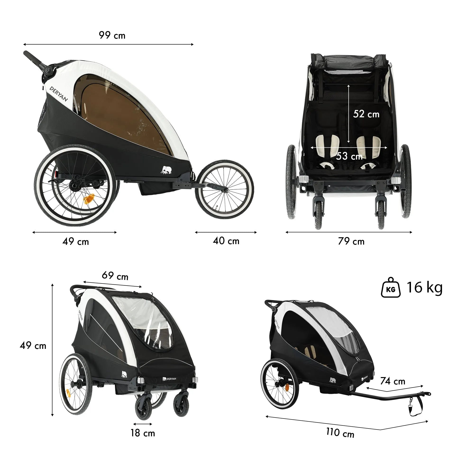 Rimorchio per biciclette - Barnevogn da jogging