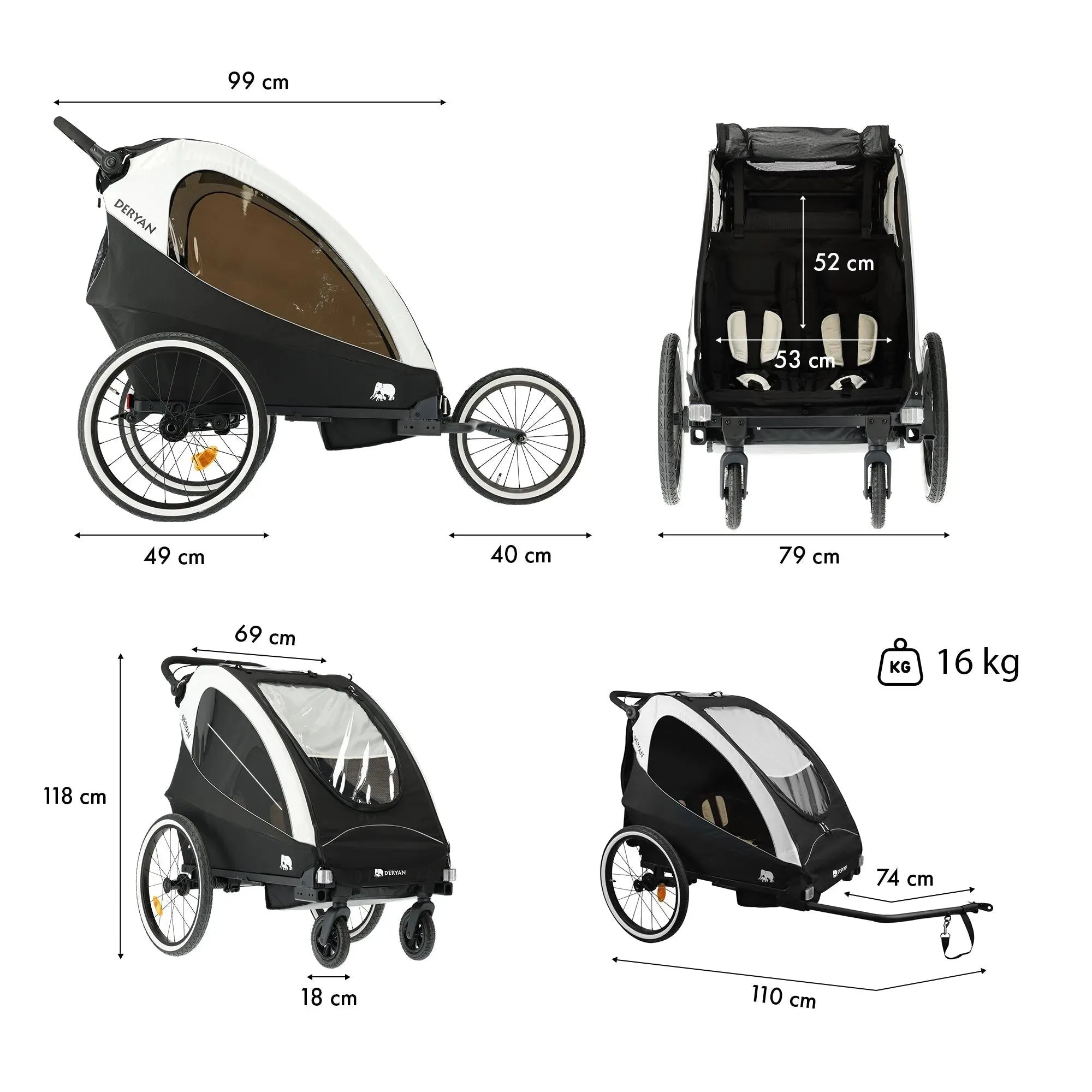 Rimorchio per bicicletta - Passeggino - Carrozzina da corsa